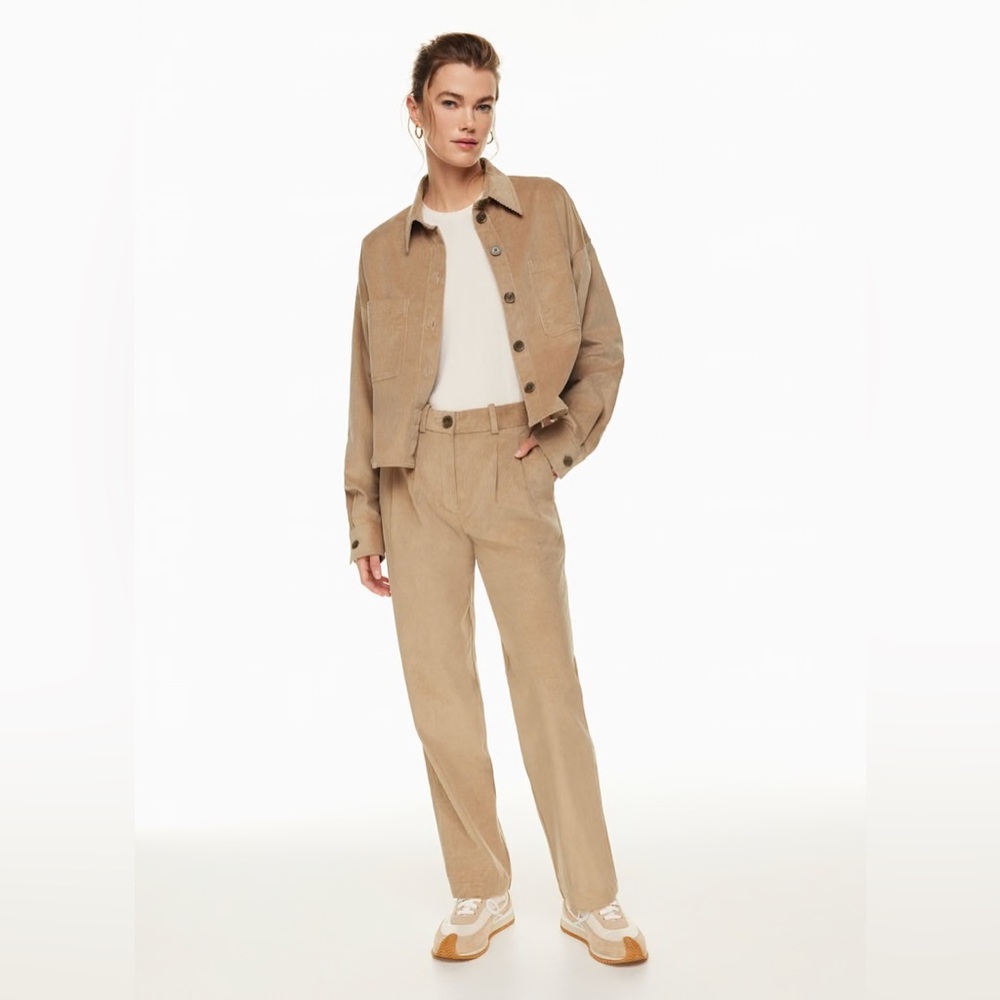 Group Babaton Aritzia Quota Corduroy Pant Pleated Trousers Sz 00 - Picture 10 of 14